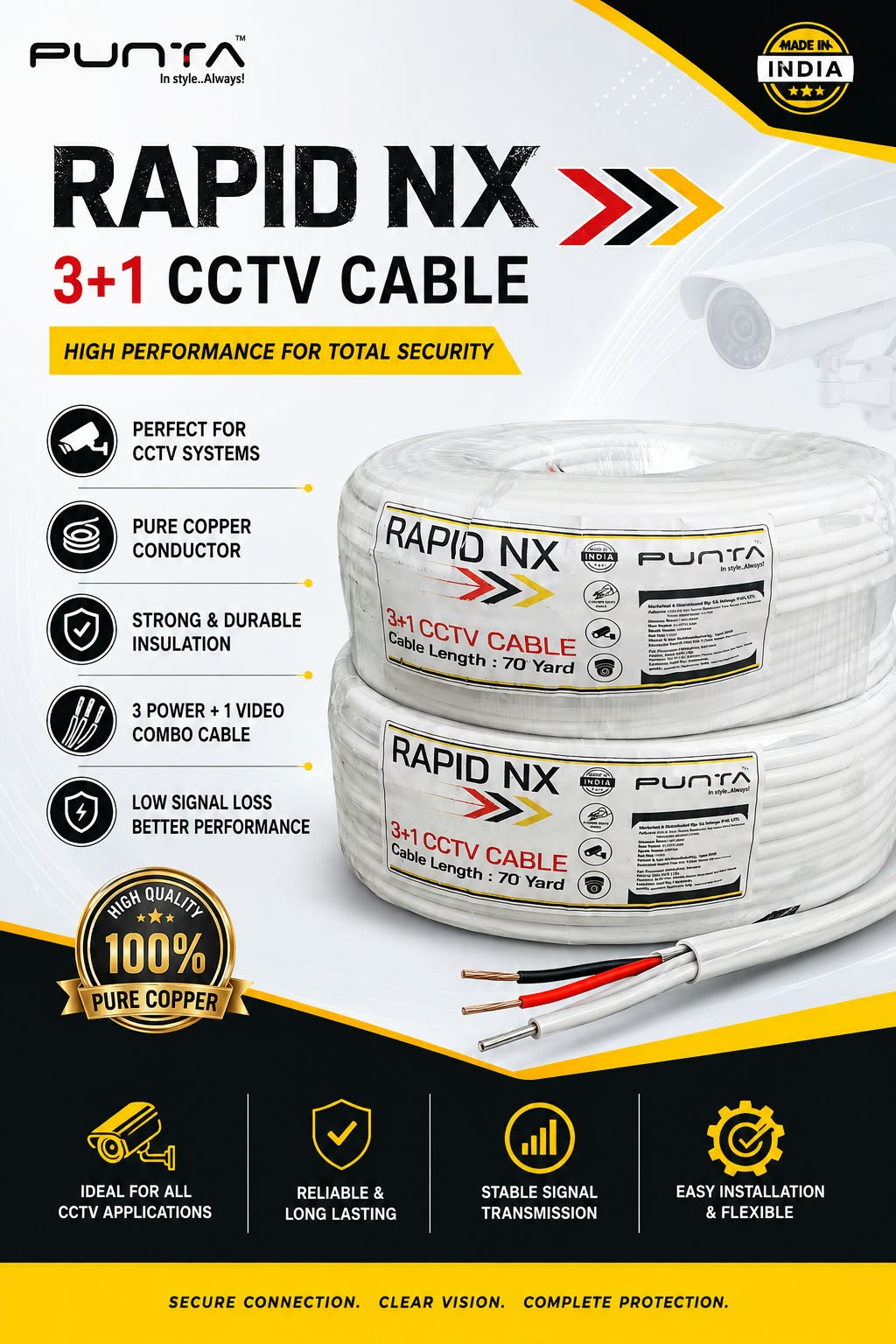 Punta Express 3+1 Cctv cable 70yards