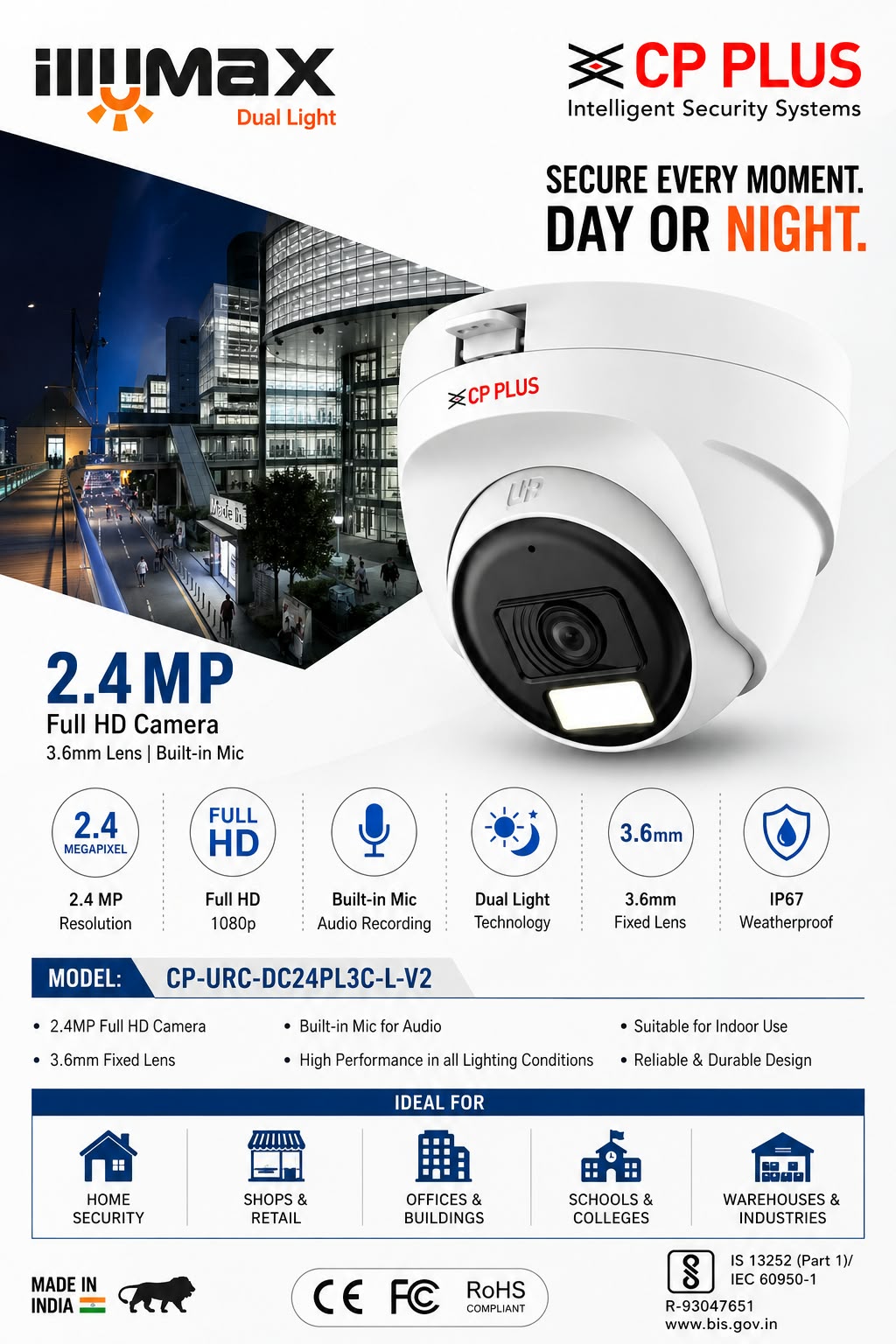 CP 2.4MP HD Illumax Dome Dual Light