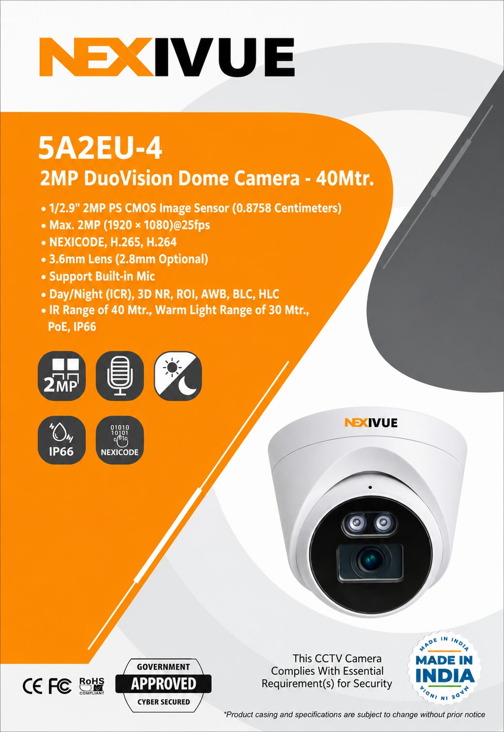 NEXIVUE 2MP IP Dome Colour+ Mic