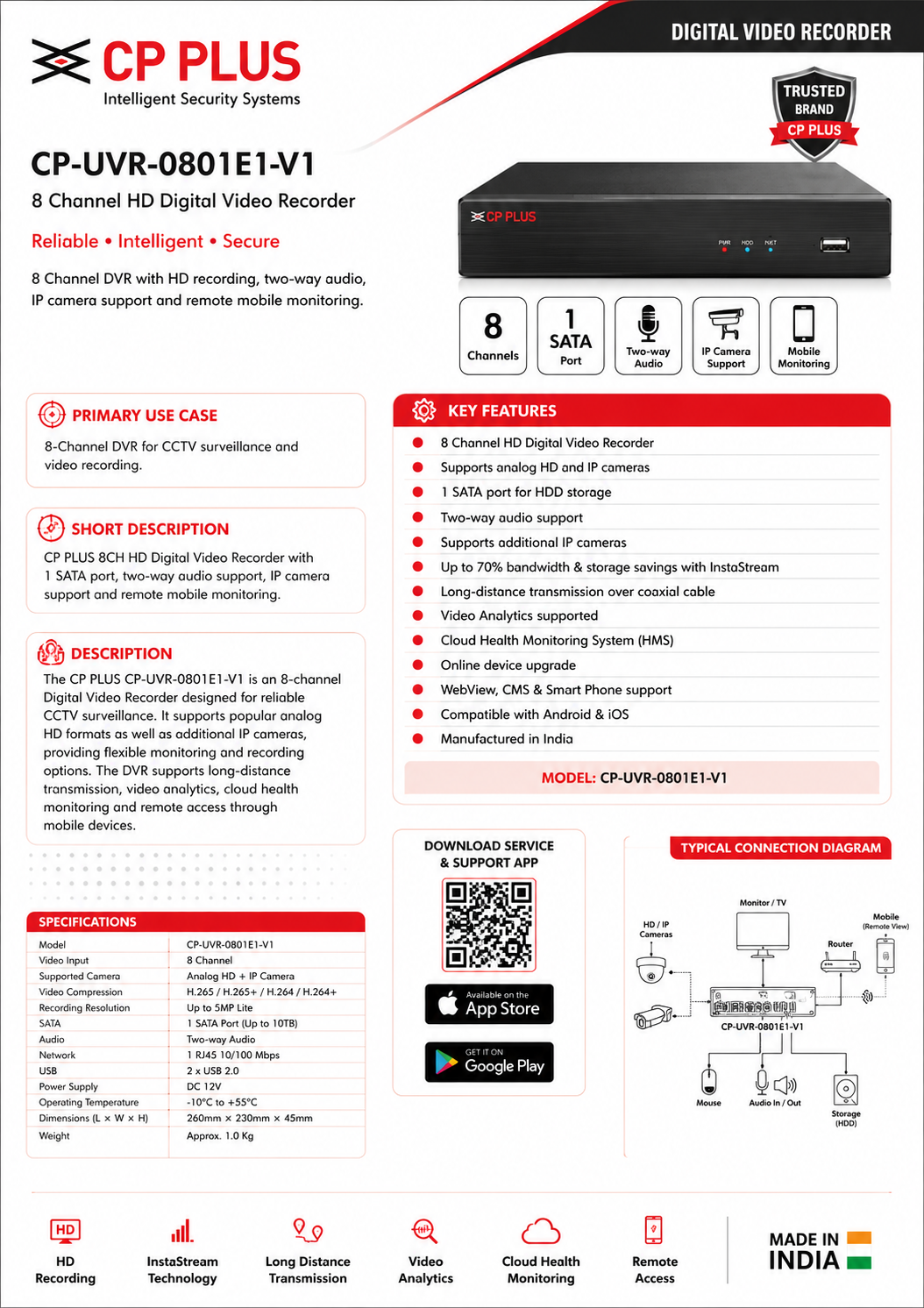 CP DVR 8CH 2WAY AUDIO