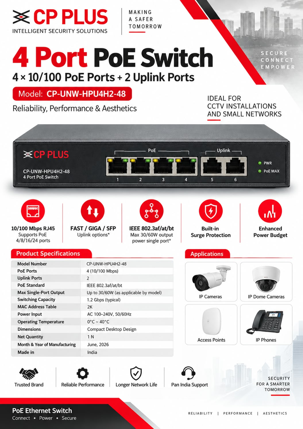 CP PLUS 4PORT POE Switch