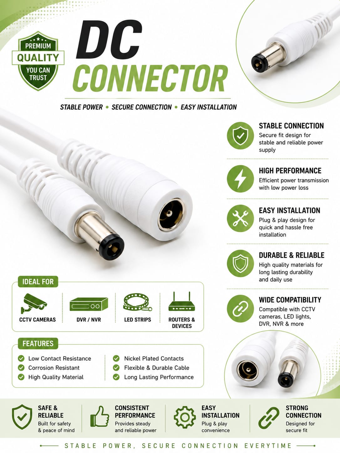DC Power Connector (White Male)