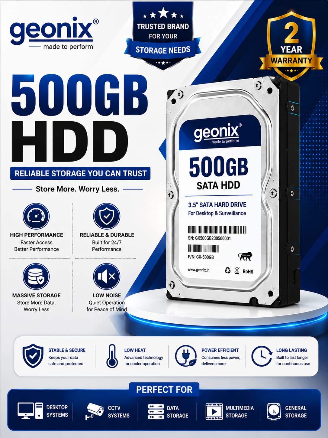 Geonix GX-500GB 500GB SATA HDD 3.5"